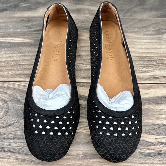 NWOB Gentle Souls by Kenneth Cole Eugene Woven Travel Ballet Flats 7.5M Leather - Picture 2 of 11